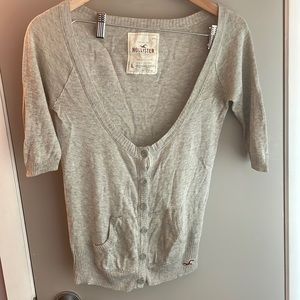 HOLLISTER Gray Button Down Mid Sleeve Cardigan 🍊